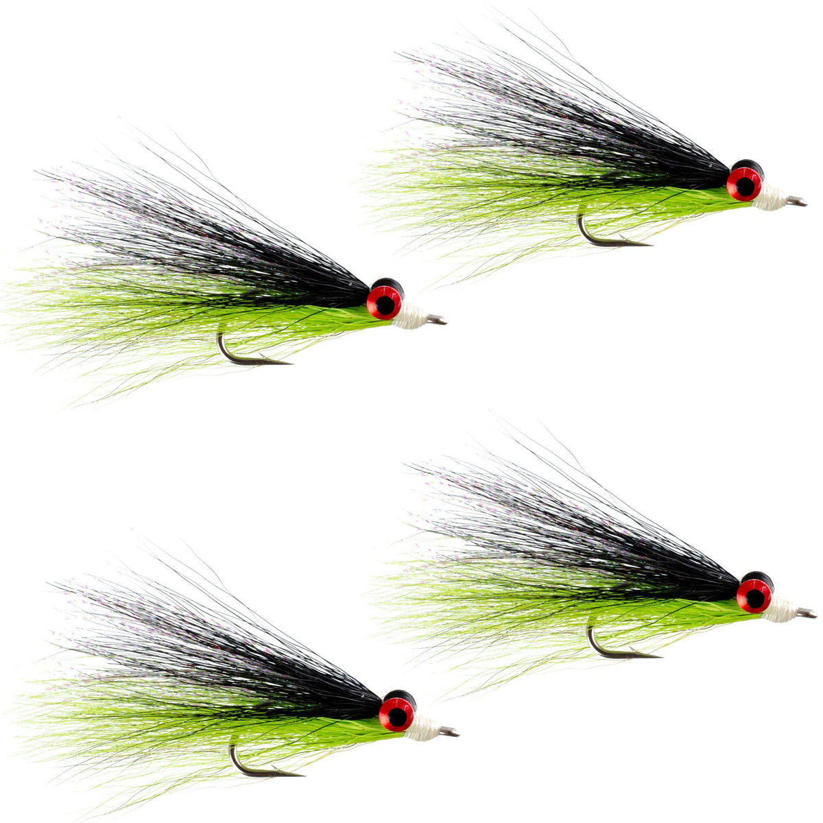 The Fly Fishing Place Clouser's Deep Minnow in black chartreuse, hook-4 for freshwater species.