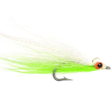 The Fly Fishing Place Clouser's Deep Minnow White Chartreuse fly for freshwater species.