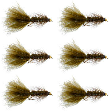 The Fly Fishing Place Dark Olive Bead Head Krystal Woolly Bugger close-up showing weight for deeper presentations