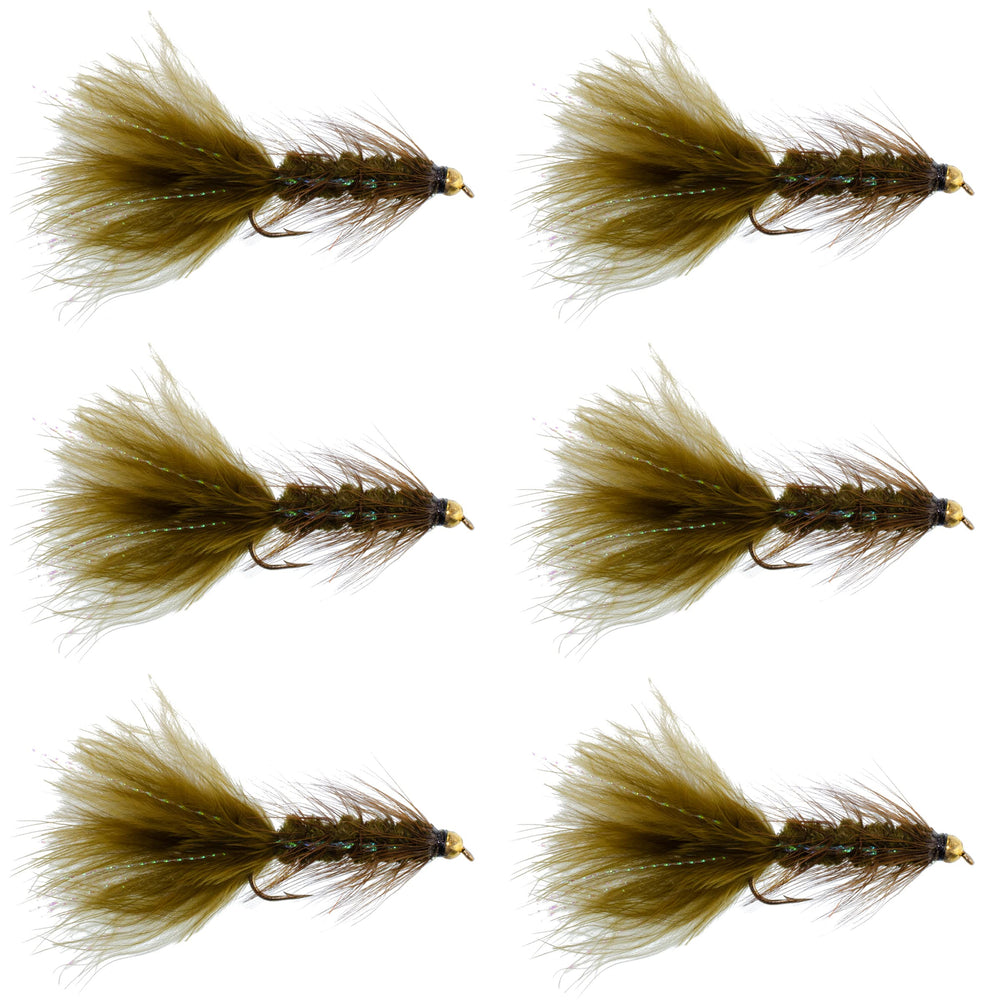 The Fly Fishing Place Dark Olive Bead Head Krystal Woolly Bugger close-up showing weight for deeper presentations