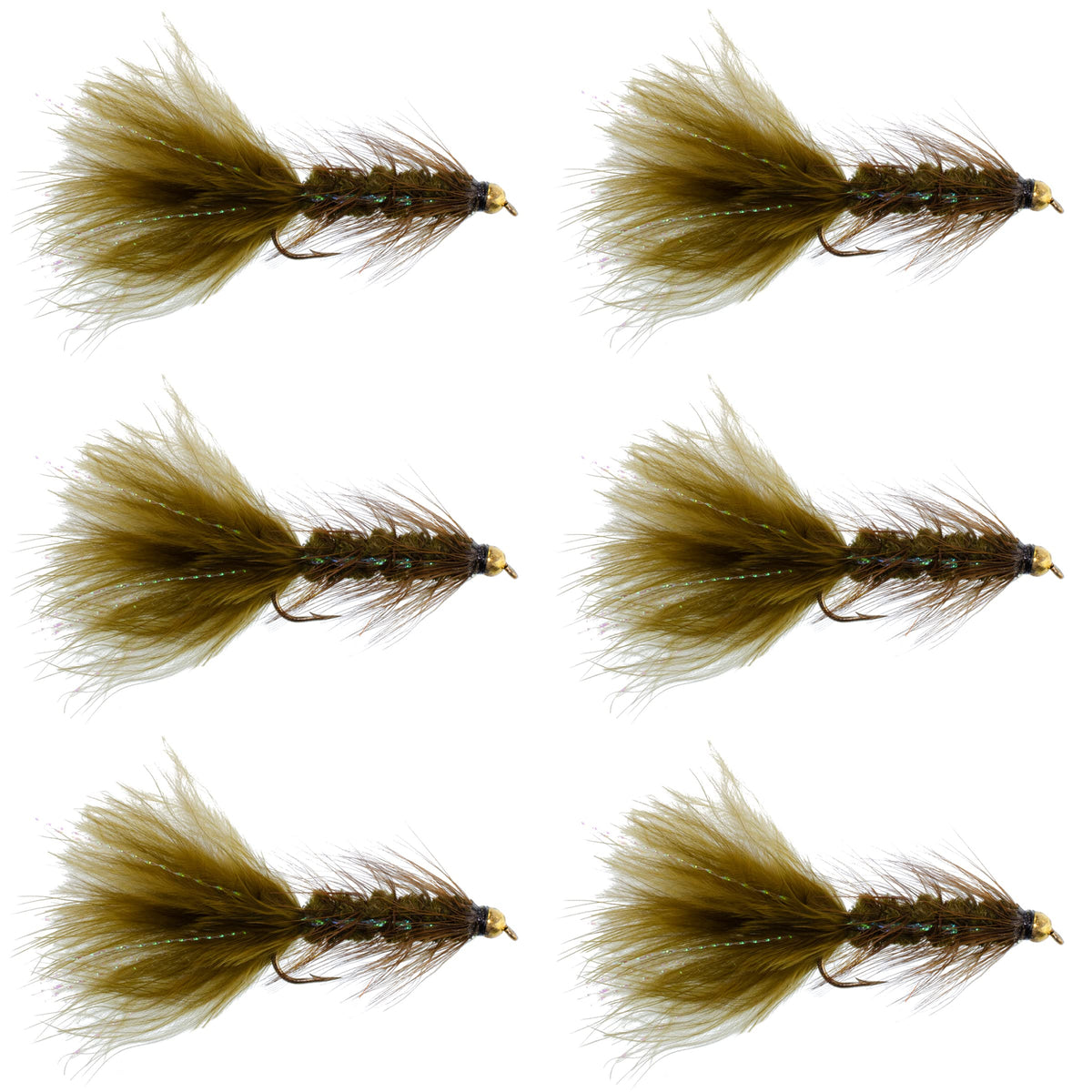 The Fly Fishing Place Dark Olive Bead Head Krystal Woolly Bugger close-up showing weight for deeper presentations