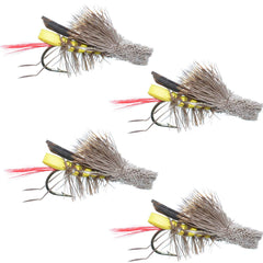 The Fly Fishing Place Dave's Hopper yellow foam body dry fly for trout surface action.