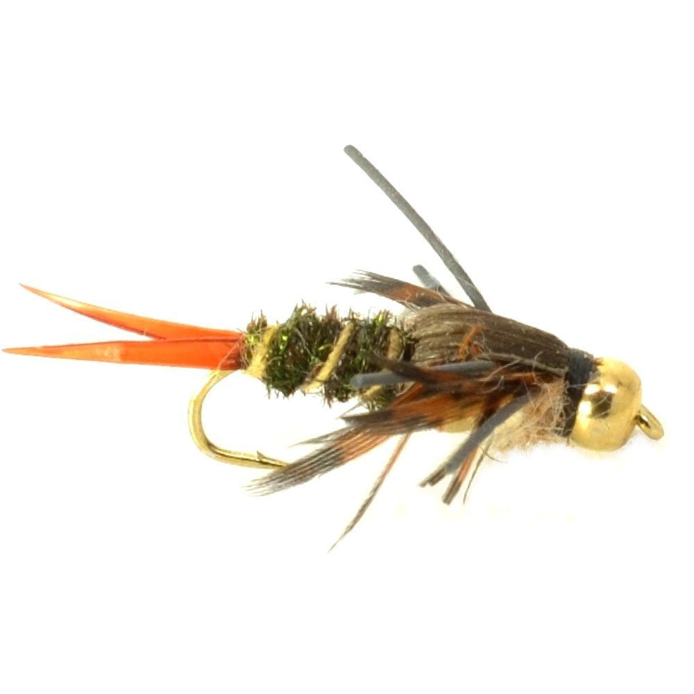 The Fly Fishing Place Twenty Inch Nymph with beads aids fast sink rate in fast streams.