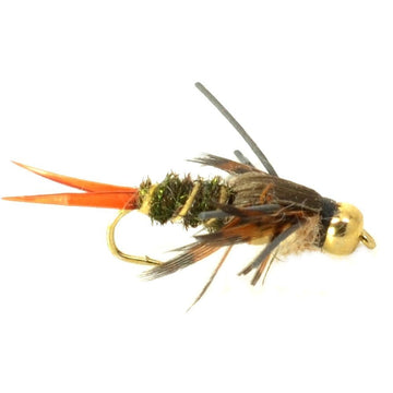 The Fly Fishing Place Twenty Inch Nymph with beads aids fast sink rate in fast streams.