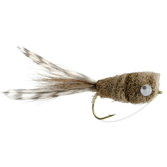 The Fly Fishing Place deer hair bass bug popper, top view, vivid colors for bright-day visibility.