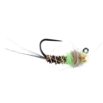 The Fly Fishing Place euro-nymph tactical jig chartreuse showing precise depth reach