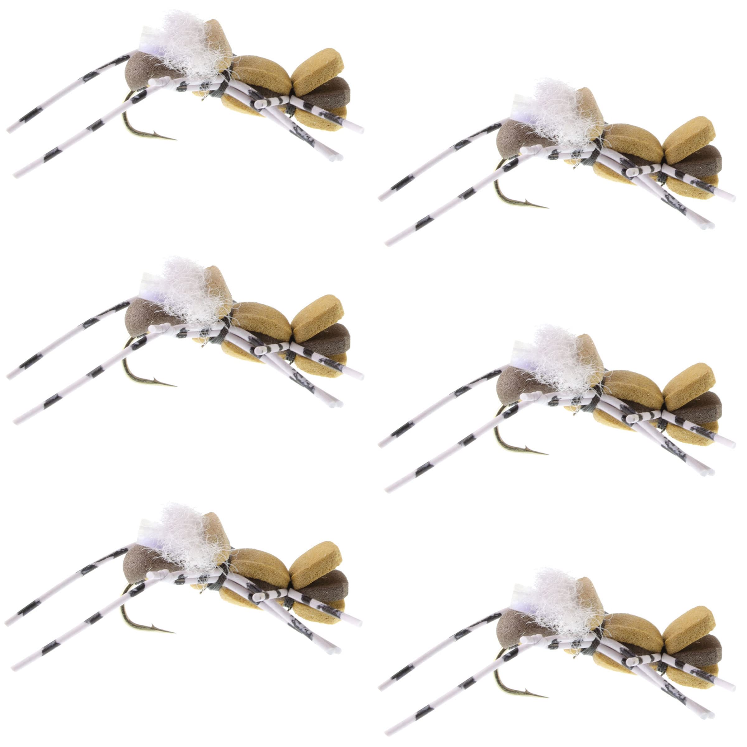 Fat Albert grasshopper dry fly top view by The Fly Fishing Place, high visibility
