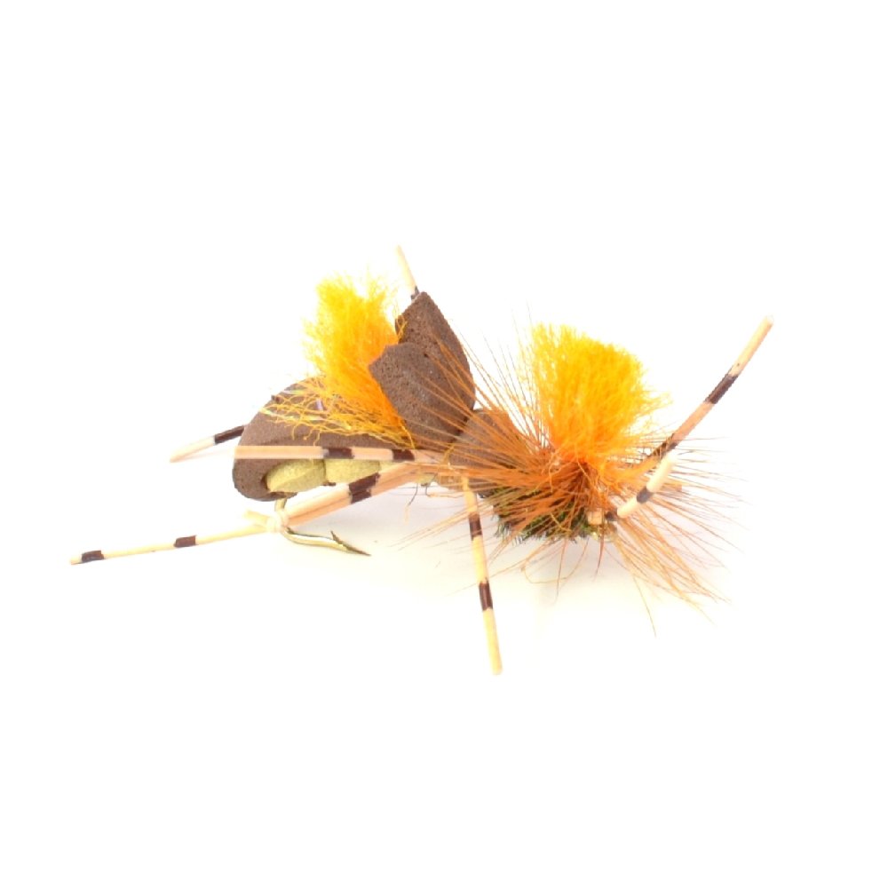 The Fly Fishing Place Grasshopper flies are hand-tied for quality, durability, and reliable hook settings.