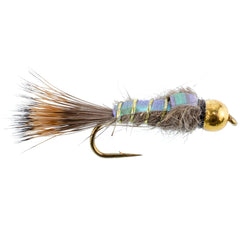 The Fly Fishing Place hares-ear nymph detail with gold ribbing presents a realistic profile
