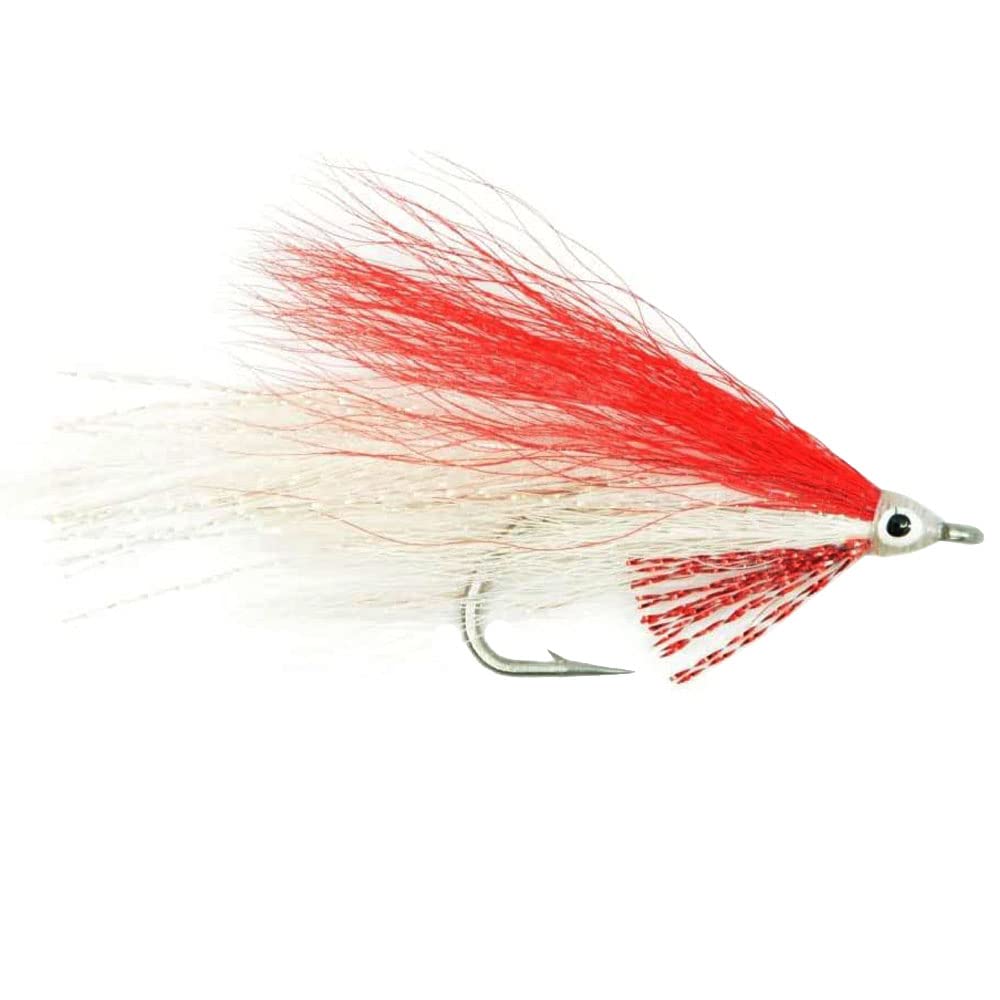 Lefty’s Deceiver red and white minnow patterns for bass and redfish.