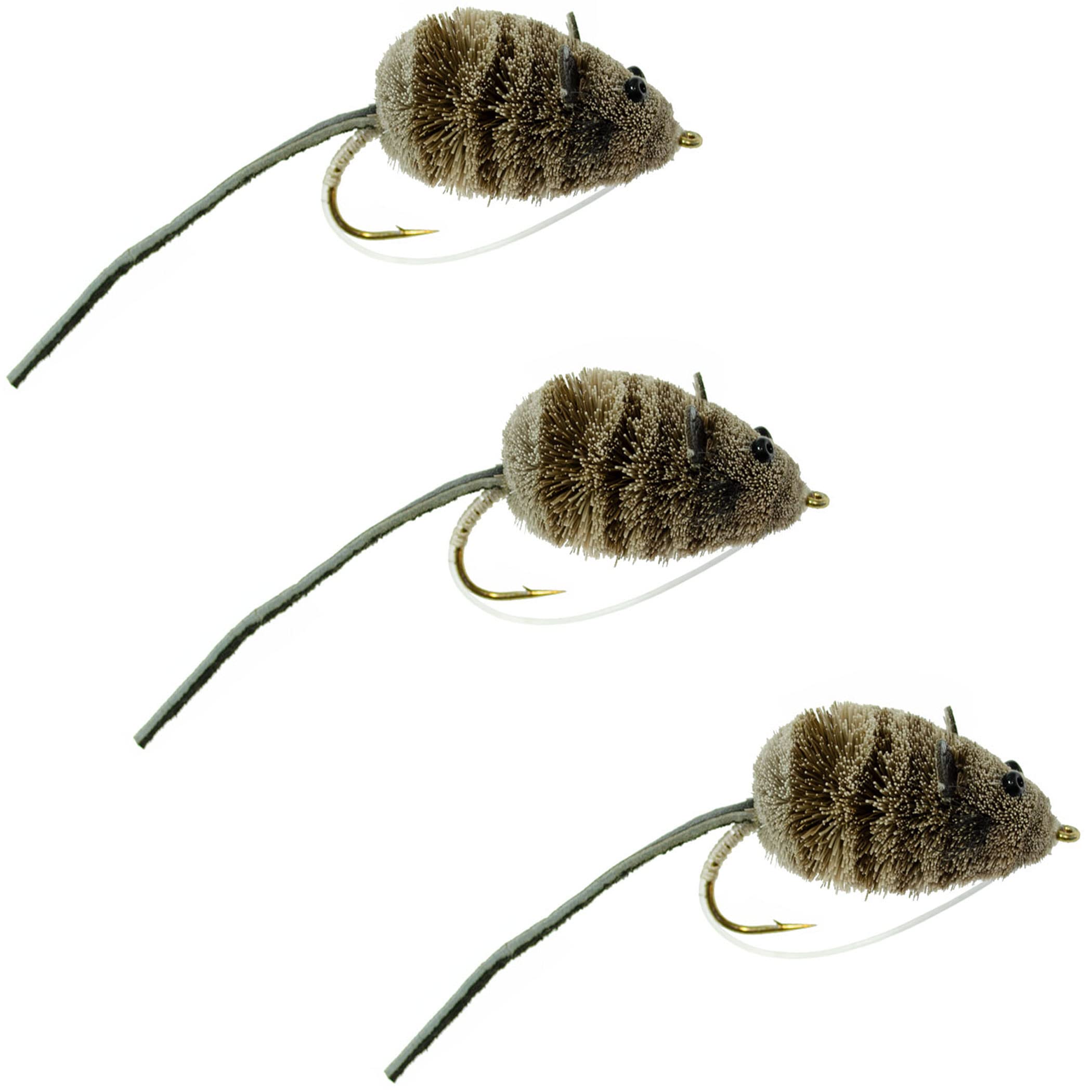The Fly Fishing Place Mighty Mouse deer hair bass bugs pack of three ready for bank-popping bass