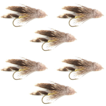 The Fly Fishing Place Muddler Minnow six-flies set with size 12 hooks for trout and bass