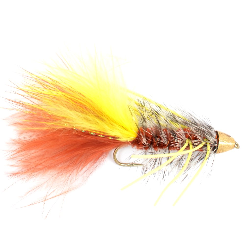 The Fly Fishing Place Olive Yellow Rubber Legs New Age Bugger for strong strikes.