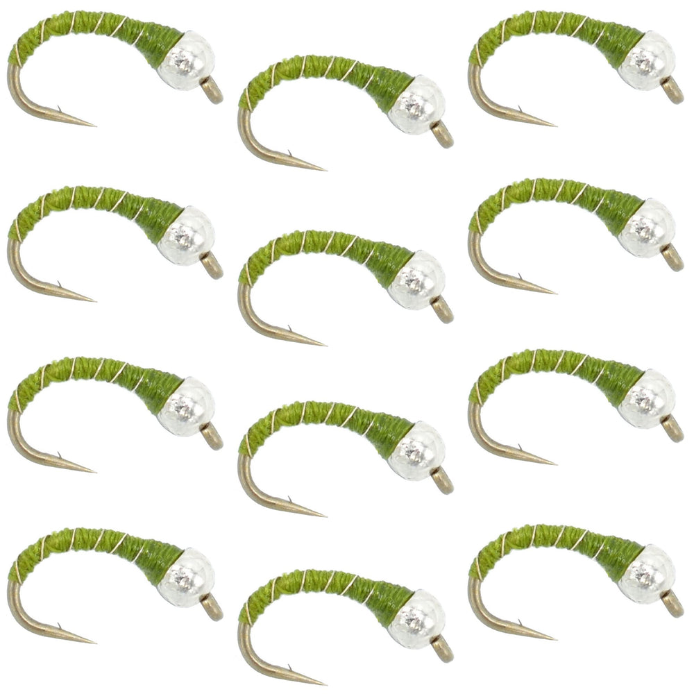 The Fly Fishing Place olive zebra midge side view highlights the slender body for lake and tailwater fishing.