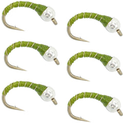 The Fly Fishing Place olive zebra midge with silver bead head for deep water trout