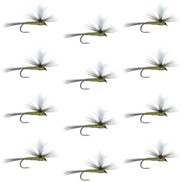 The Fly Fishing Place parachute BWO dry fly closeup demonstrating durable hook and buoyant body for calm-water dries
