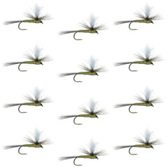 The Fly Fishing Place parachute BWO dry fly closeup demonstrating durable hook and buoyant body for calm-water dries