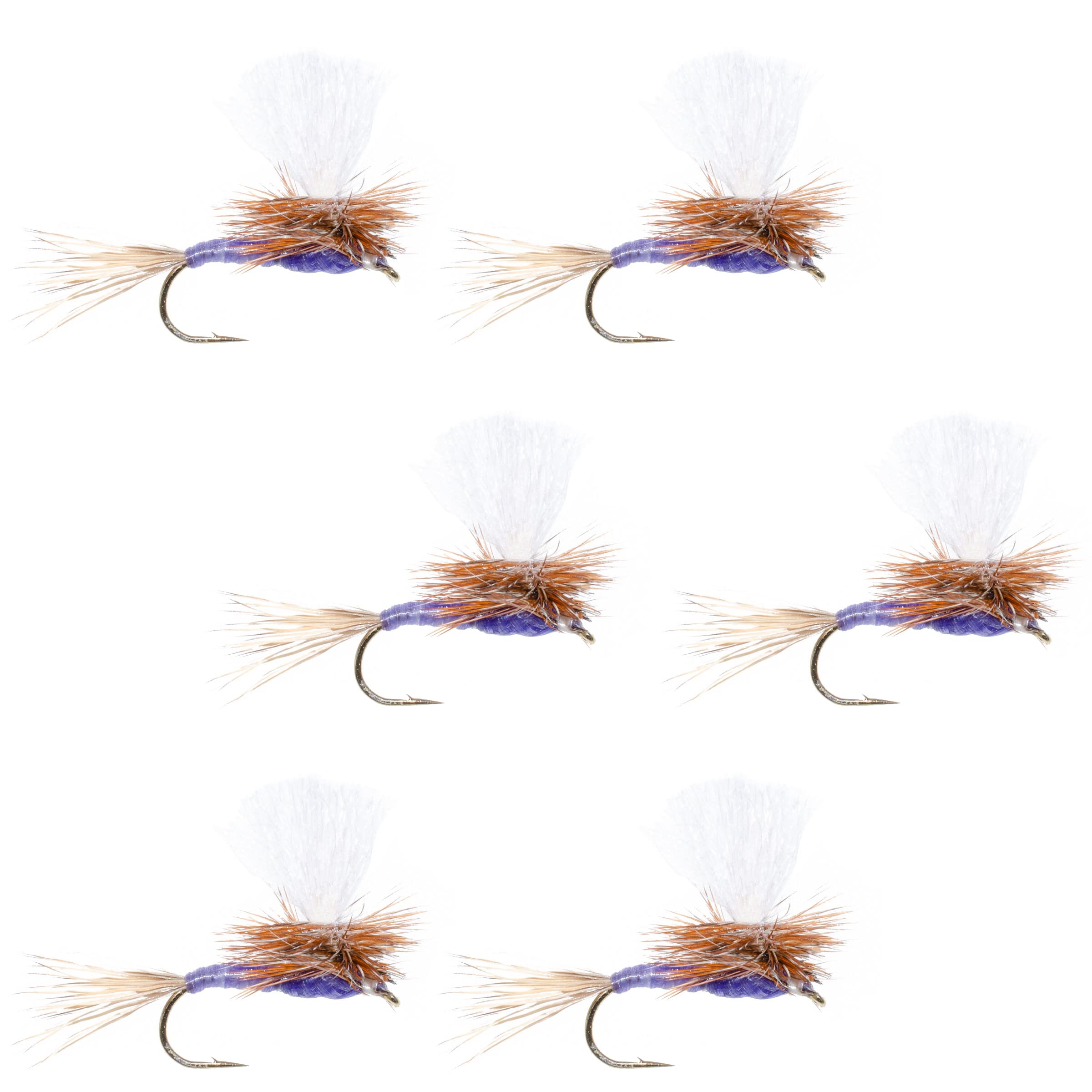 The Fly Fishing Place Parachute Purple Haze dry fly, front view, highly visible for trout.