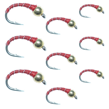 The Fly Fishing Place red zebra midge assortment with silver bead head for deep-water trout