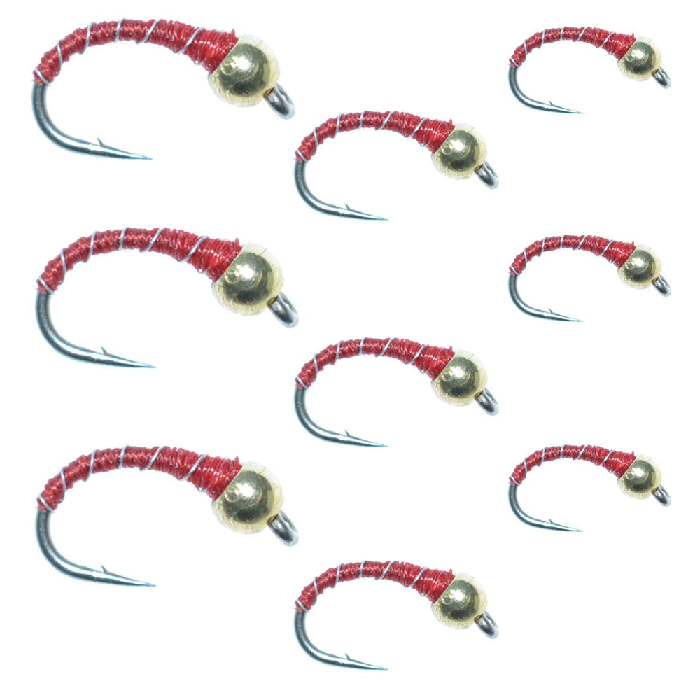 The Fly Fishing Place red zebra midge assortment with silver bead head for deep-water trout