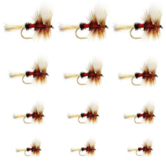 The Fly Fishing Place Royal Wulff Classic dry fly assortment on water surface for trout