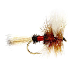 Royal Wulff dry fly close-up showing premium hooks and delicate feathering