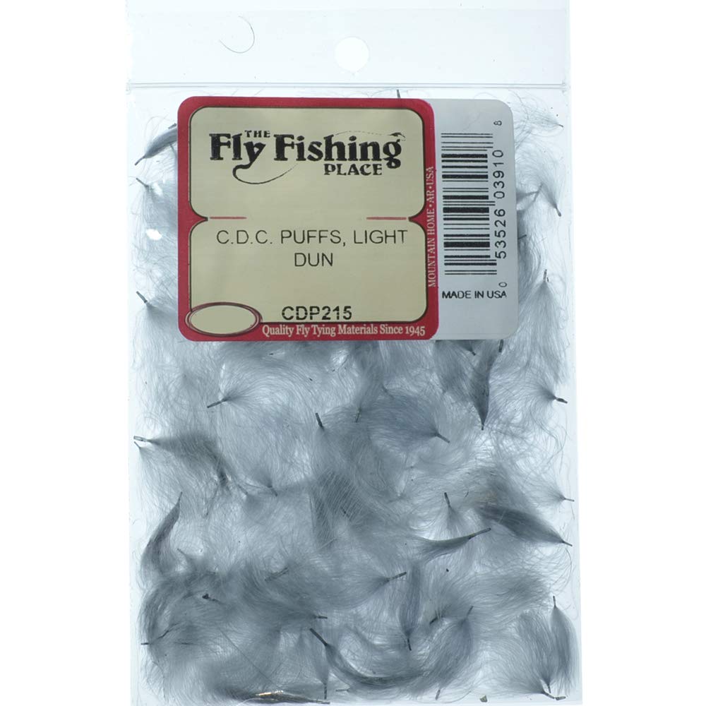 The Fly Fishing Place CDC Oiler Puffs Dark Dun for lifelike color matching.