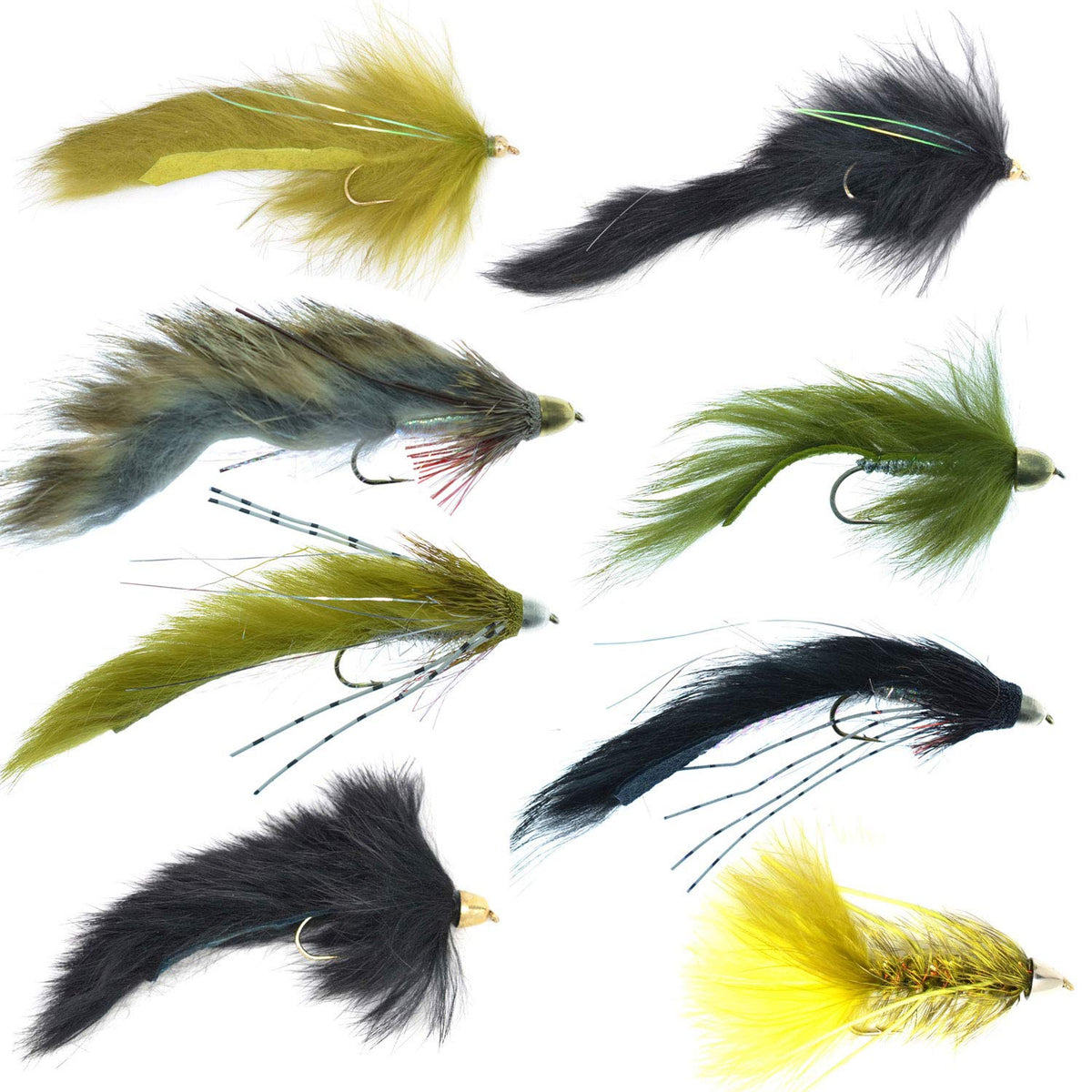 The Fly Fishing Place Slumpbuster Bouface Bunny Streamer Collection - 8 flies laid out