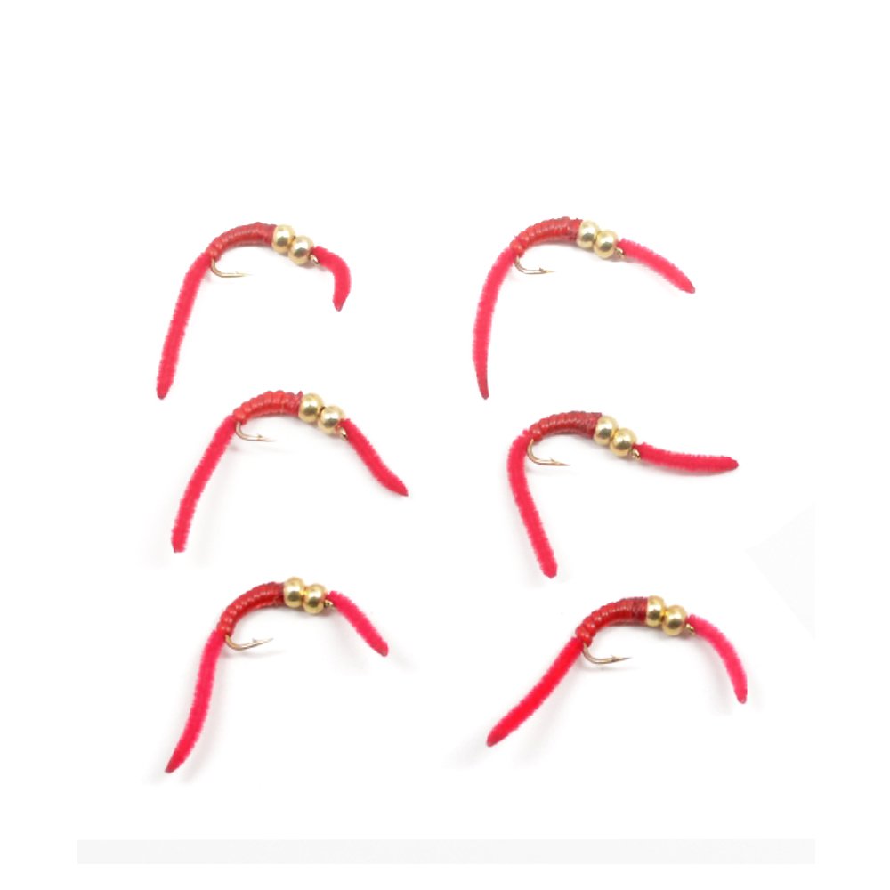 The Fly Fishing Place Trout Nymph Fly with San Juan Worm Power Bead, ideal for deep-water trout
