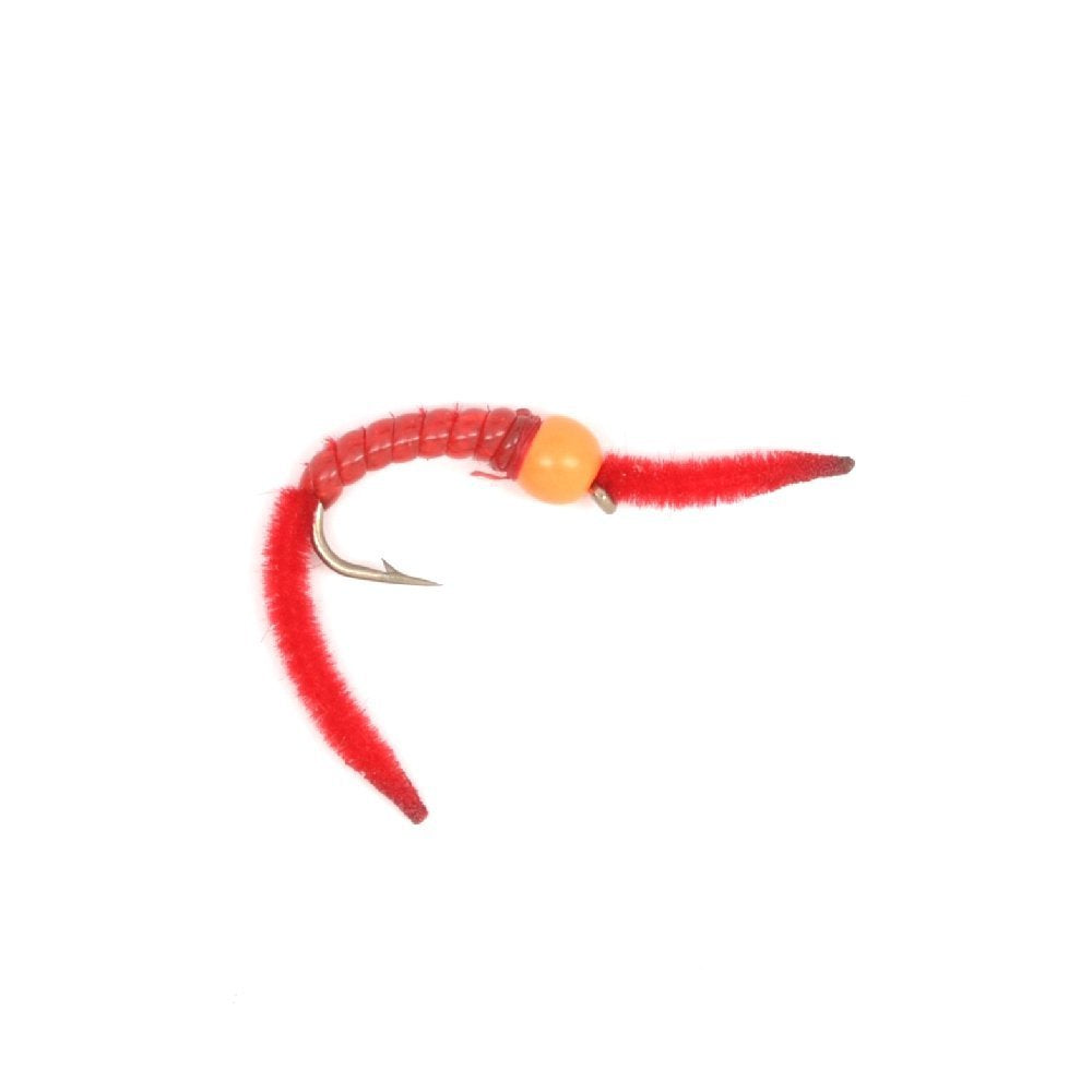 Set of six red V-Rib hook nymphs size 14 by The Fly Fishing Place for versatile trout fishing.