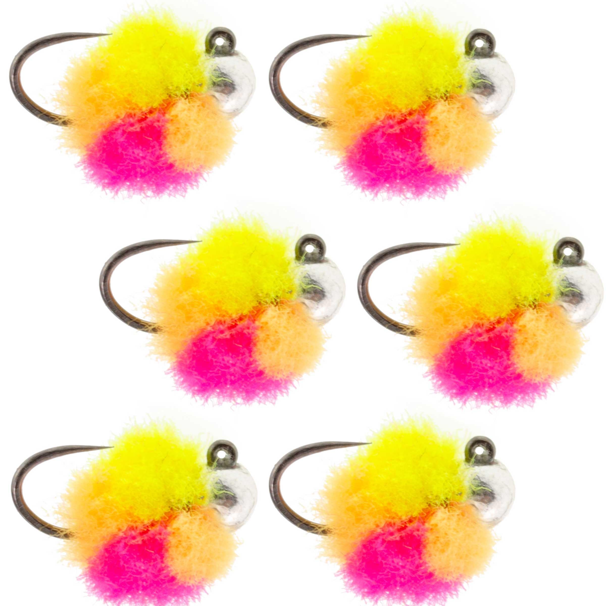 The Fly Fishing Place tungsten bead euro jig clown glow egg pattern attracts trout