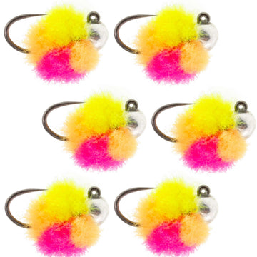 The Fly Fishing Place tungsten bead euro jig clown glow egg pattern attracts trout