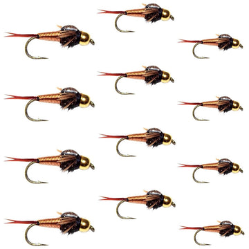 The Fly Fishing Place tungsten bead head Copper John fly set for deep-water trout fishing.