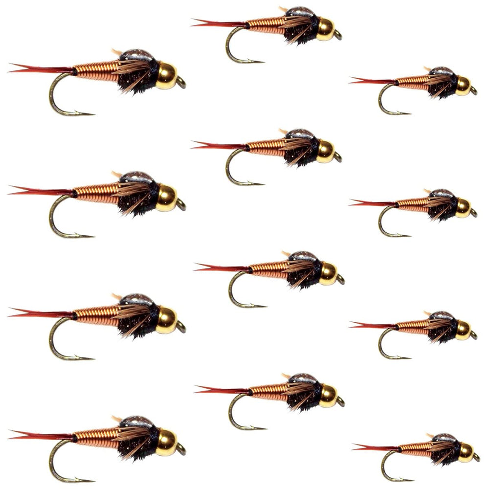 The Fly Fishing Place tungsten bead head Copper John fly set for deep-water trout fishing.