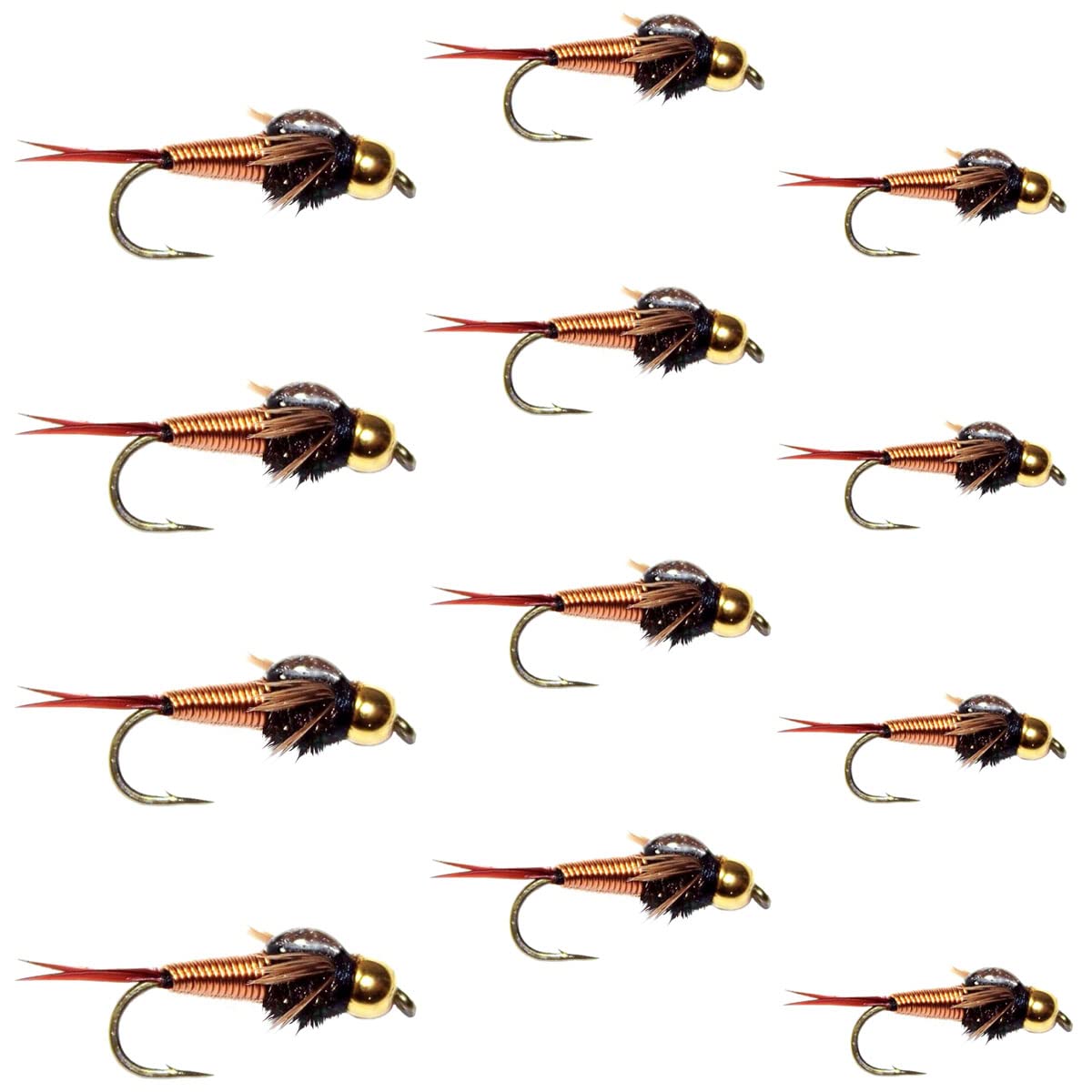 The Fly Fishing Place tungsten bead head Copper John fly set for deep-water trout fishing.
