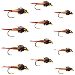 The Fly Fishing Place tungsten bead head Copper John fly set for deep-water trout fishing.