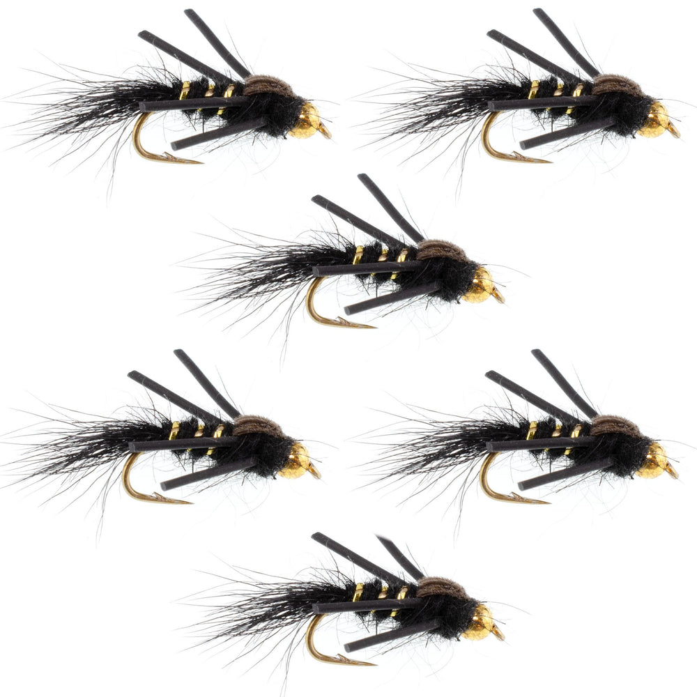 The Fly Fishing Place tungsten bead head nymph with rubber legs for deep-water trout action.