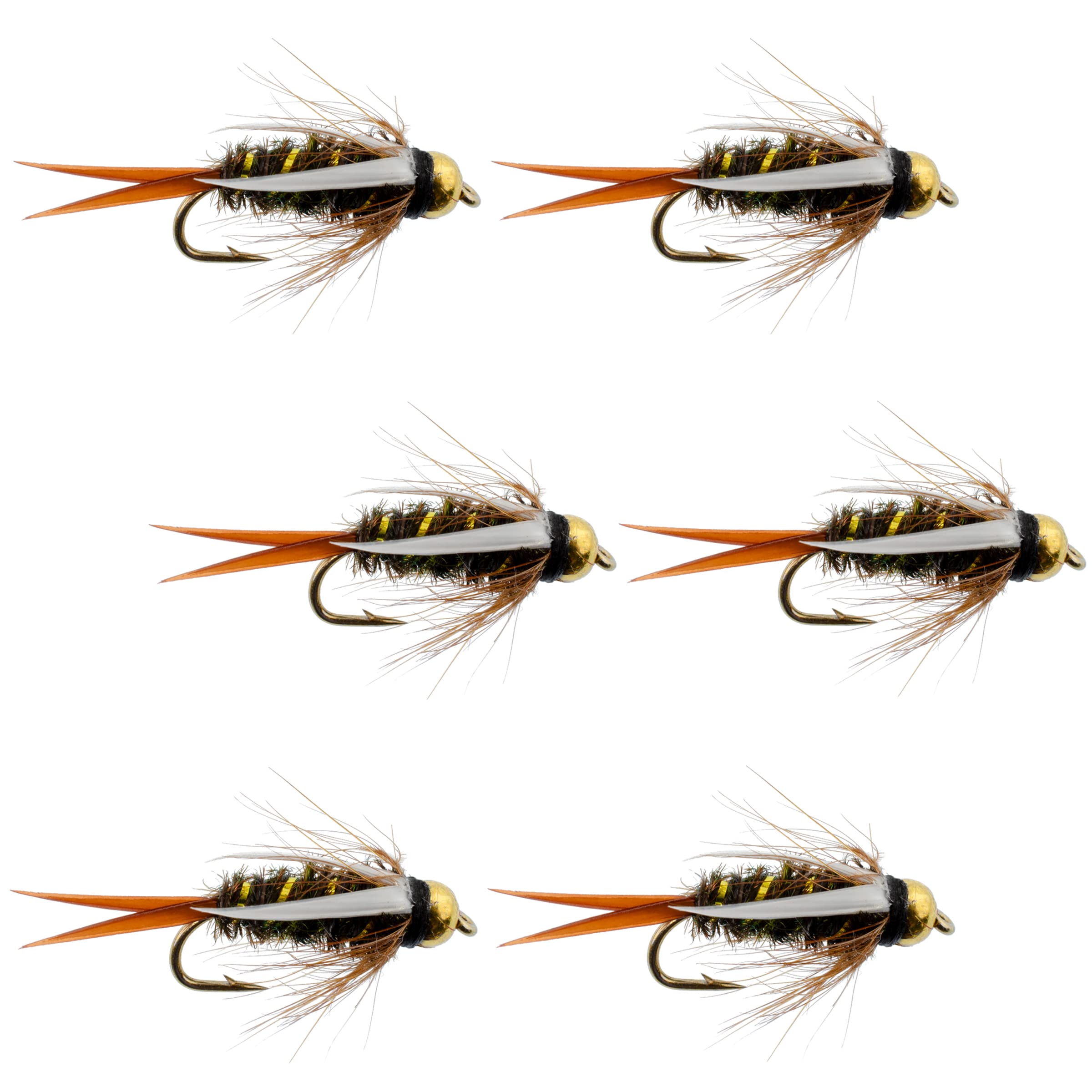 The Fly Fishing Place tungsten bead head Prince Nymph set of 6 flies size 14