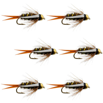 The Fly Fishing Place tungsten bead head Prince Nymph set of 6 flies size 14
