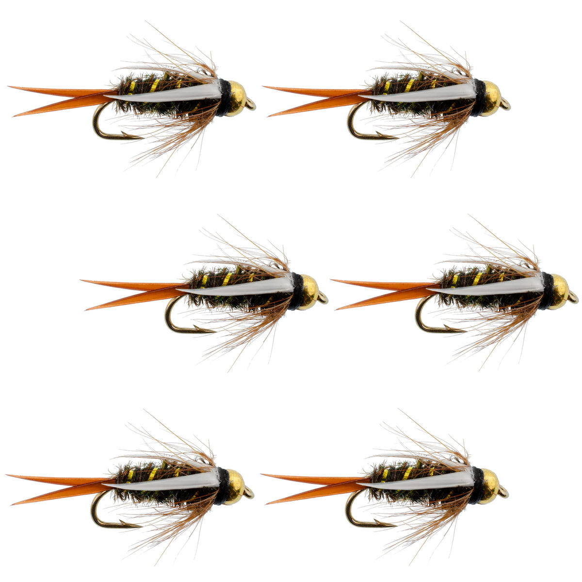 The Fly Fishing Place tungsten bead head Prince Nymph set of 6 flies size 14