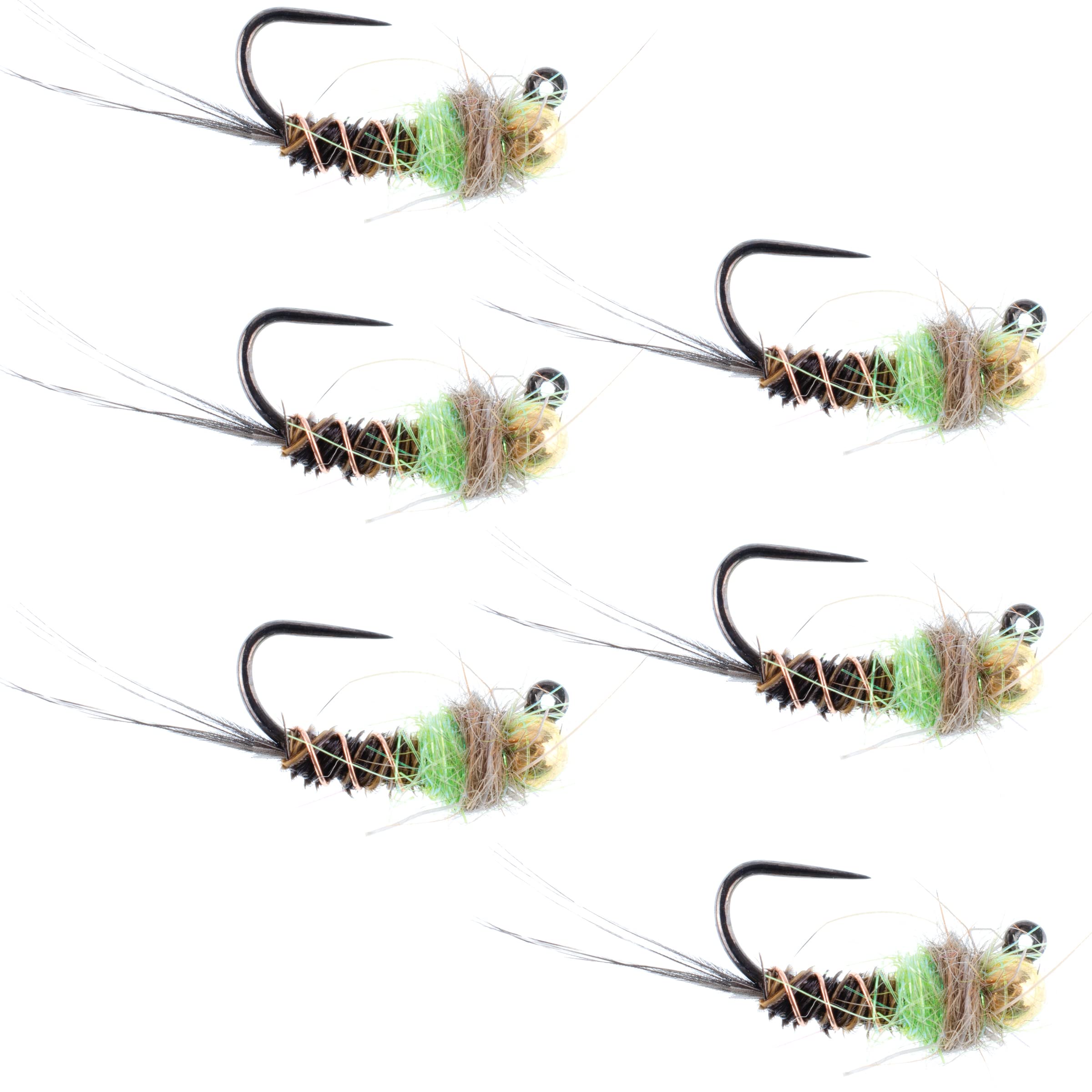 The Fly Fishing Place tungsten bead hot spot pheasant-tail jig chartreuse for deep-water presentation
