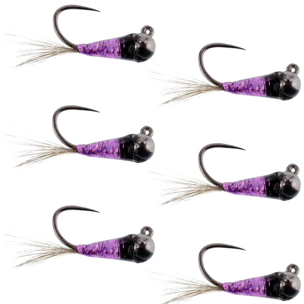 The Fly Fishing Place tungsten bead purple perdigon jig sinking quickly for Euro nymphing