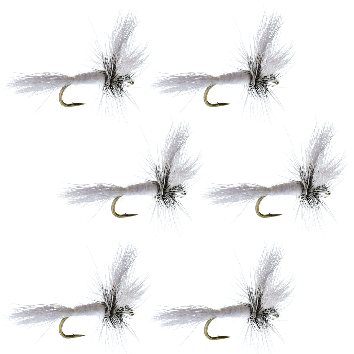 The Fly Fishing Place White Wulff 6-pack dry flies product-shot highlights ready trout fishing presentations.