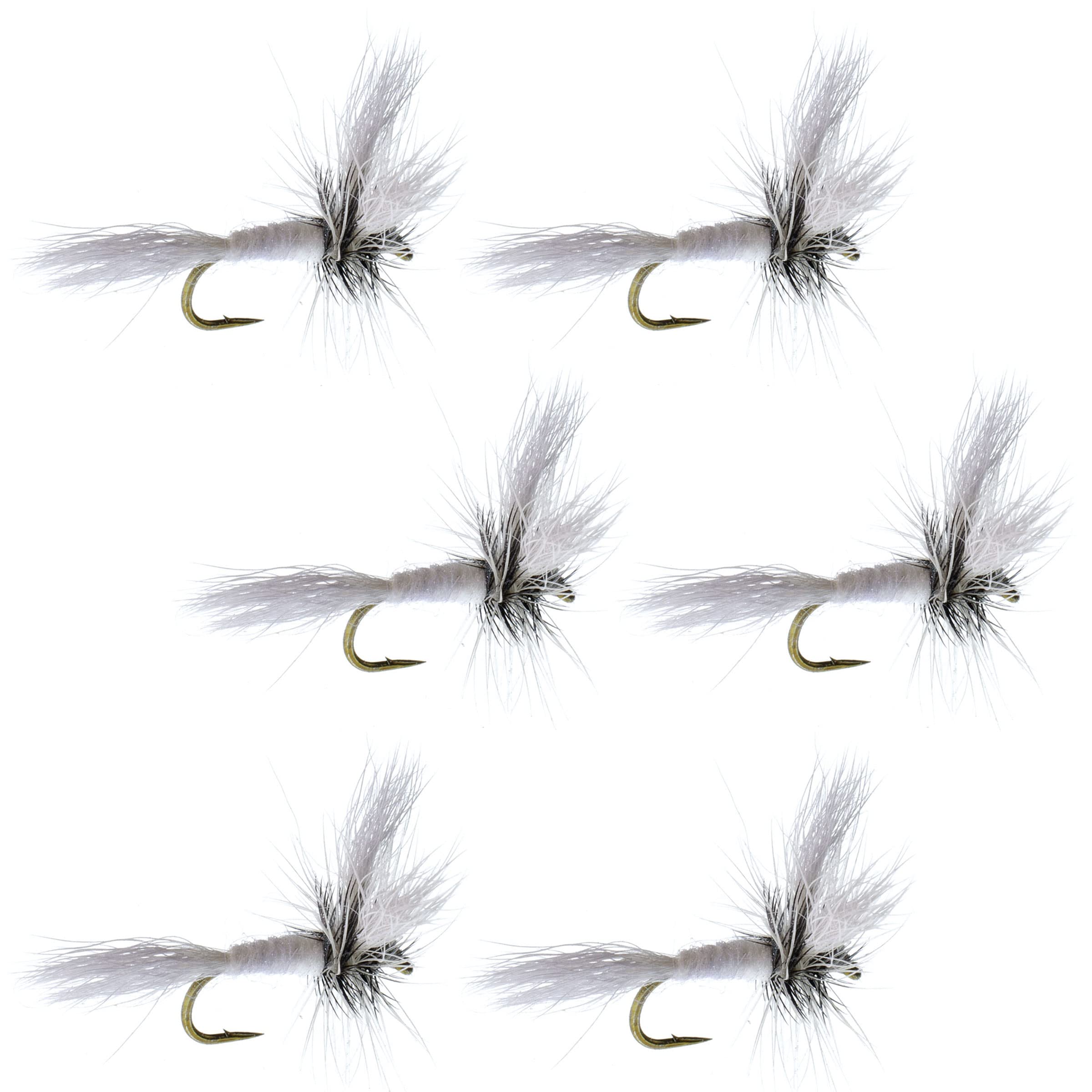 The Fly Fishing Place White Wulff dry fly set 6 size 14 ideal for catching trout.