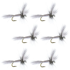 The Fly Fishing Place White Wulff dry fly set 6 size 14 ideal for catching trout.