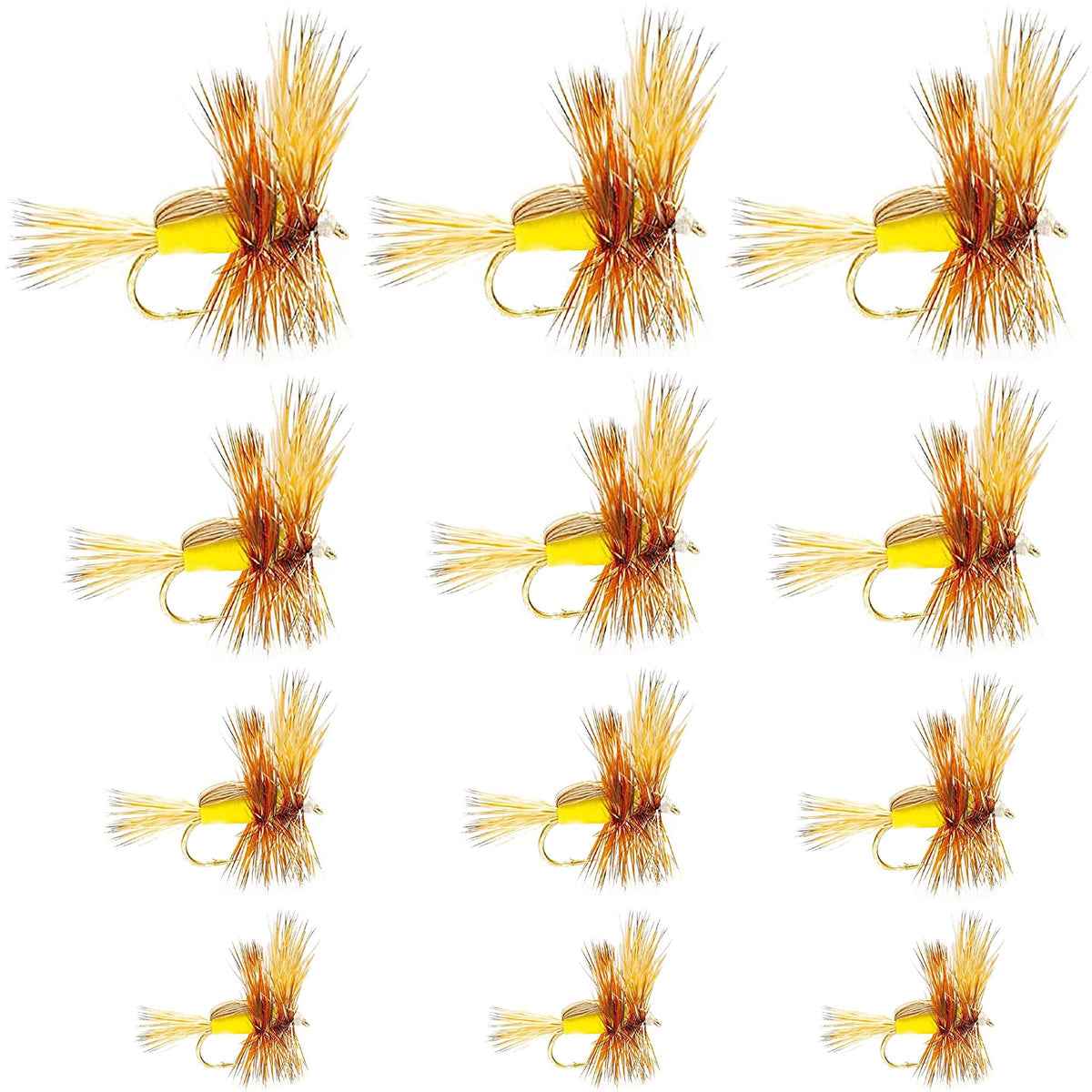 The Fly Fishing Place Yellow Humpy dry fly in size 10 for pocket-water trout.
