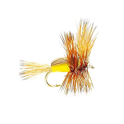 Yellow Humpy hairwing dry fly in size 12 ideal for surface fishing.