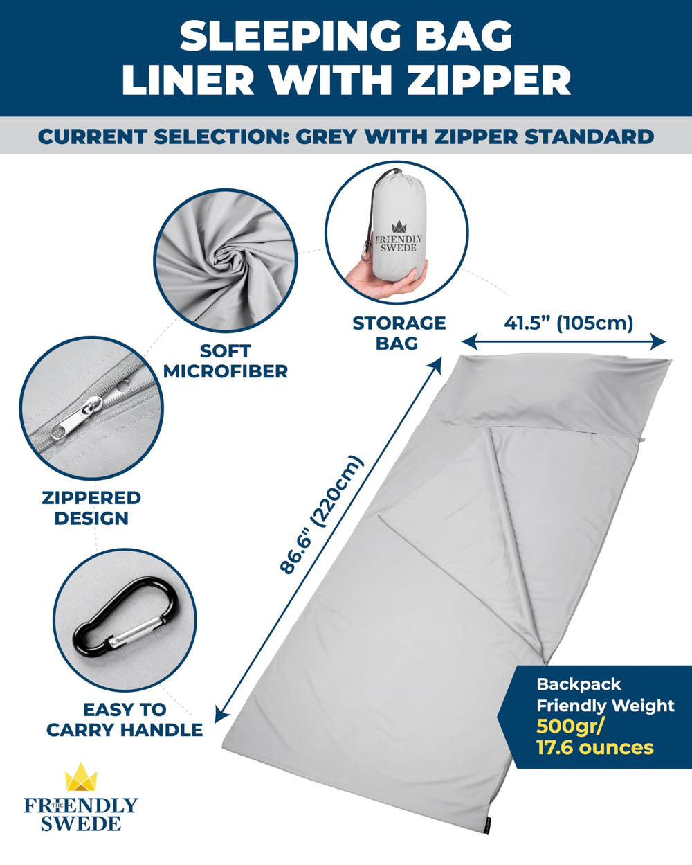 The Friendly Swede liner with full-length zipper for easy entry and ventilation.