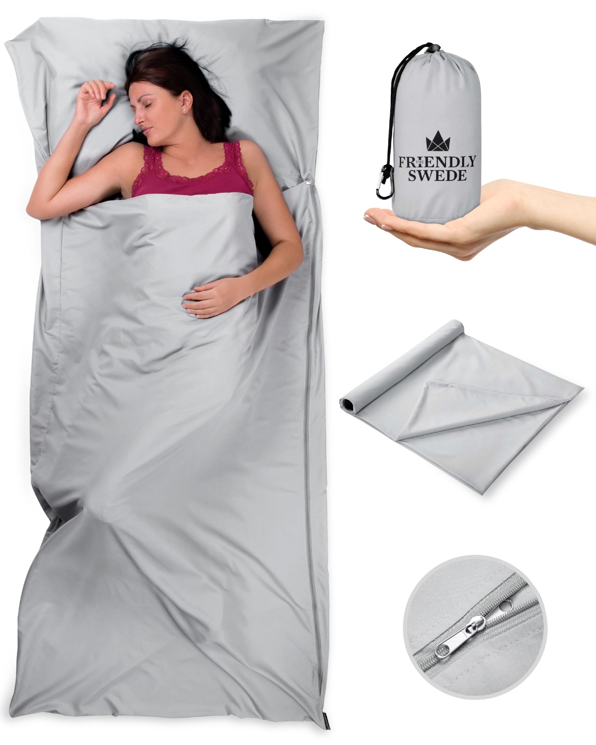 The Friendly Swede sleeping bag liner warmth demonstration for cold hostel nights.
