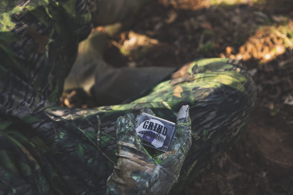 THE GRIND Clear carrying case image highlights transport and protection of your mouth call.